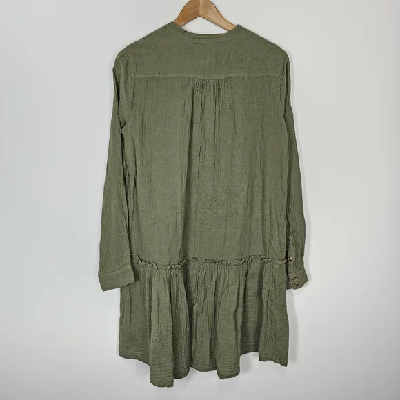 NWT Anthropologie Maeve Katie Gauzy Textured Utility Dress Olive Green 10 - Picture 6 of 9